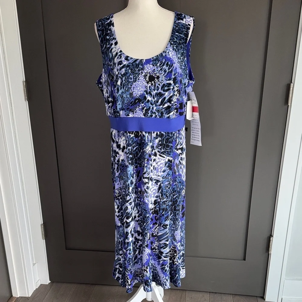 NWT Perceptions Blue and Black Maxi Dress with Jacket Zs 18